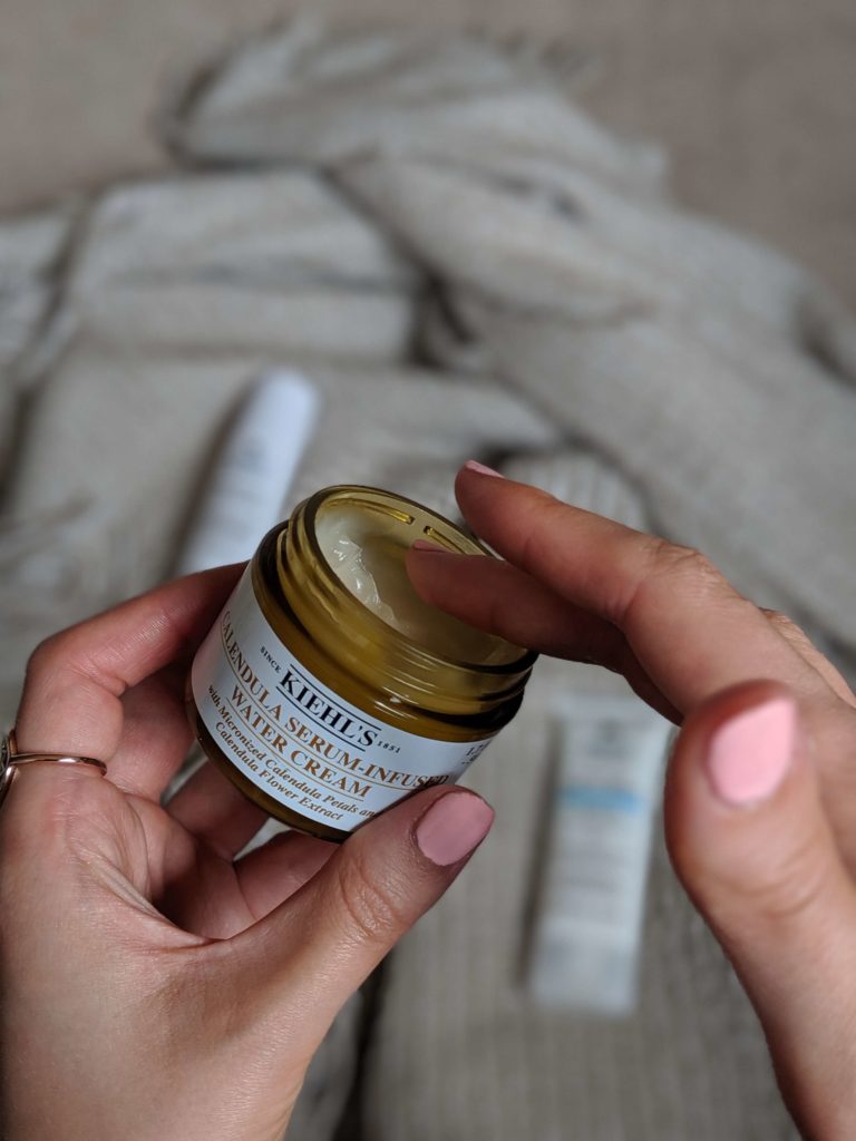 Kiehl's Skincare Routine for Hydration and Protection in Summertime Kat Horrocks Blog Calendula Serum-Infused Water Cream Review